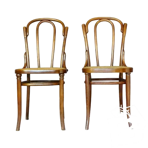 2 Chaises bistrot cannées Kohn et Turpe, vers 1900, no Thonet