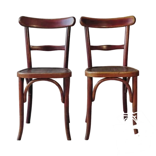 2 Chaises bistrot Fischel N° 480 -1/2 Ca,1932,assise bois- No Thonet