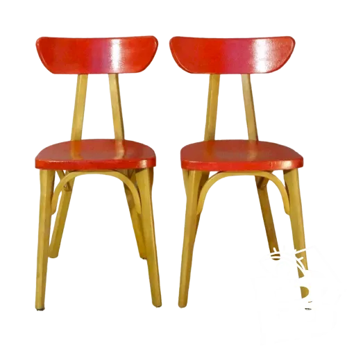 2 chaises bistrot LUTERMA banane 1955 rouge
