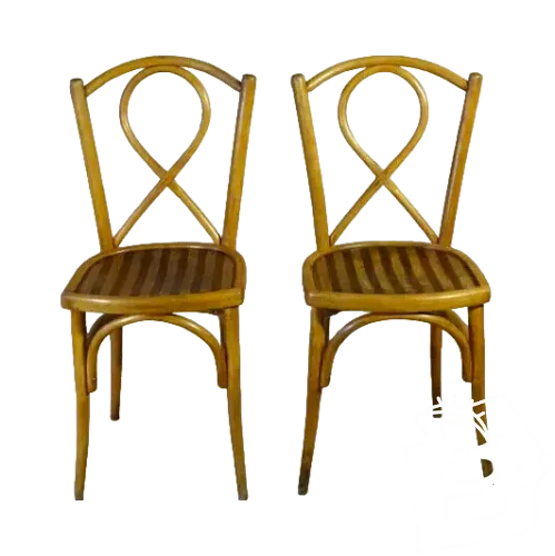 2 Chaises GYF, bistrot assises bois , 1935 , no Baumann