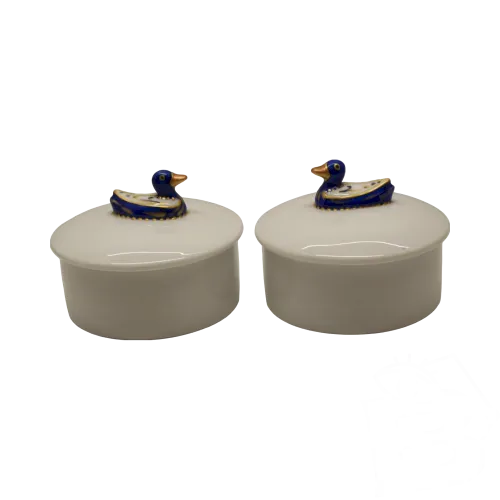 -2 PETITES TERRINES FOIE GRAS PORCELAINE MANUFACTURE à la REINE LIMOGES D