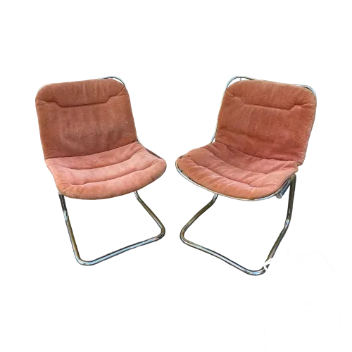 2x chaise métal Gaston Rinaldi - design vintage