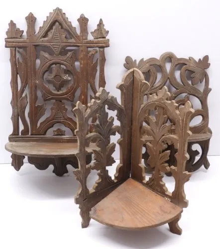 *3 ETAGERES PLIABLES FORET NOIRE JUS de GRENIER à nettoyer et restaurer déco D