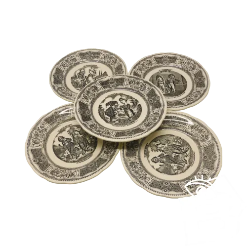 -5 ASSIETTES GIEN XXe LE LANGAGE des FLEURS décor garanti inaltérable TABLE  D