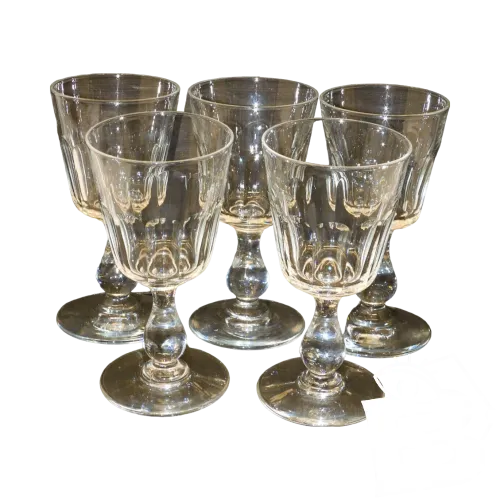 -5 VERRES A PIEDS CRISTAL LOUIS PHILIPPE PANS Coupés sans marque visible  D