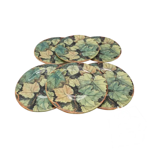 - 6 ASSIETES FAIENCE GIEN FEUILLAGE CREATION DL déco TABLE DESSERT FROMAGE D