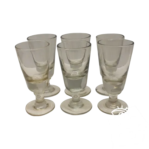 -6 SUPERBES VERRE A ABSINTHE VERRE Soufflé FONDS TROMPEURS légèrement gris D