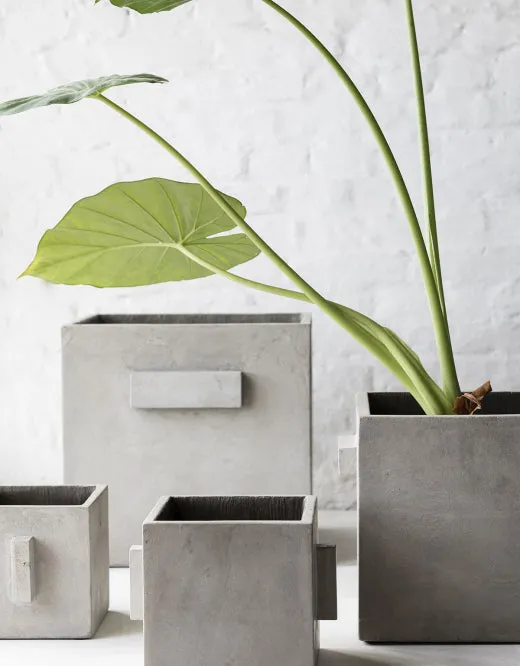 Pot de fleurs gris
