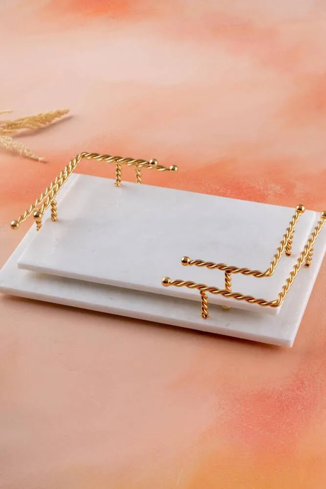 ACAR MARBLE lot de 2 plateaux rectangulaires