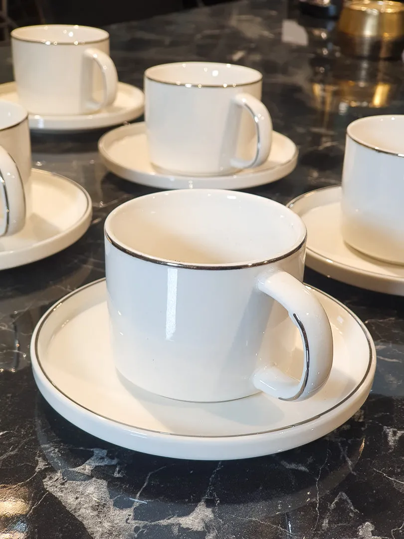 ZELLERFELD Set de tasses à thé/café  avec liseré argenté 12 pièces 6 personnes