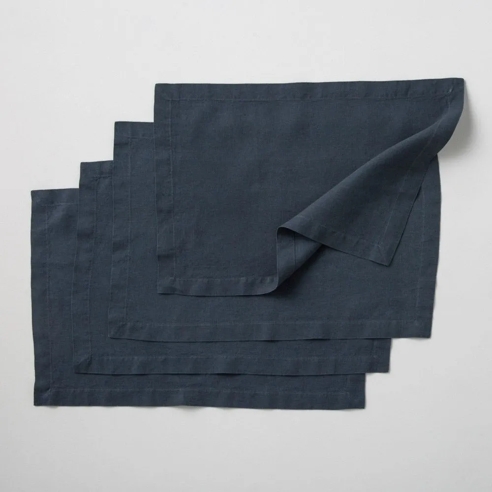 4 sets en lin lavé • Bleu Orage