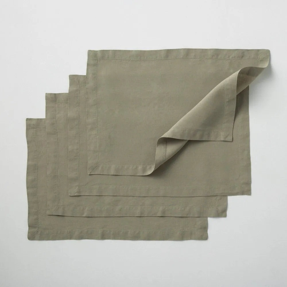 4 sets en lin lavé • Vert Sauge