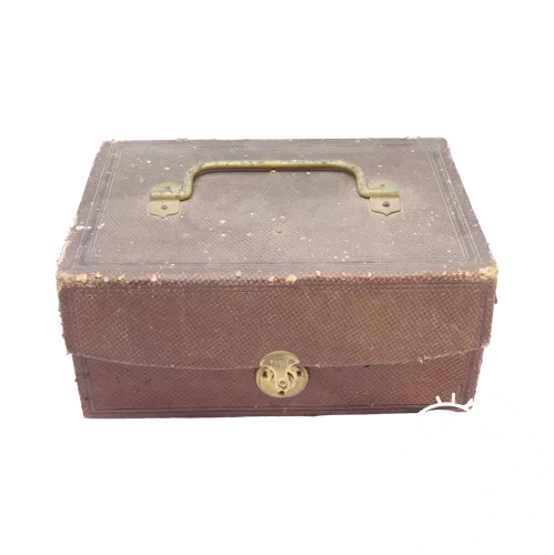 - ANCIEN COFFRET DE VOYAGE NAPOLEON III BOIS PAPIER ENDUIT jus de grenier