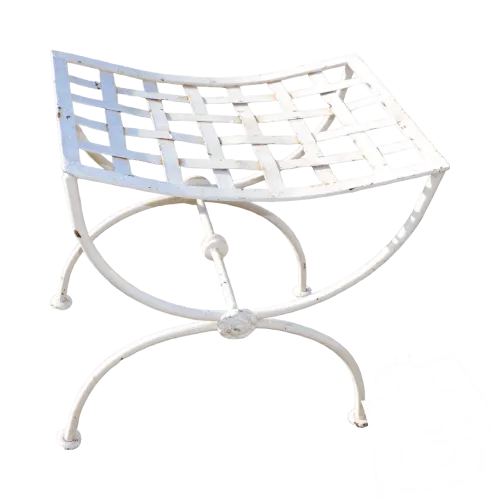 *ANCIEN FAUTEUIL SIEGE DAGOBERT FER Forgé Blanc déco JARDIN VERANDA D