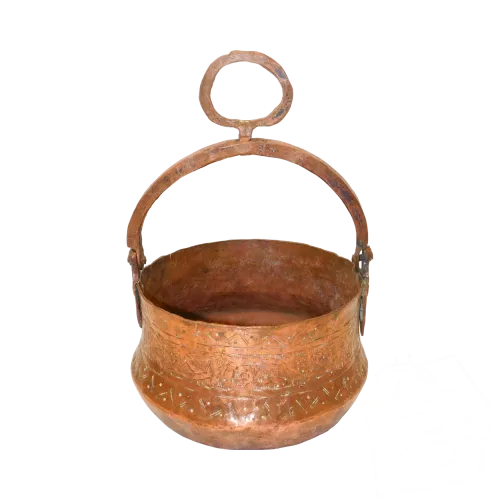 -ANCIEN PETIT CHAUDRON CUIVRE ANSE CUIVRE PLEIN AFRIQUE du NORD déco CHEMINEE D