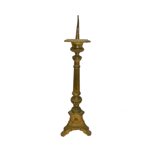 - ANCIEN PIQUE CIERGES BOUGEOIR BRONZE DORE XIXe COLLECTION RELIGION D