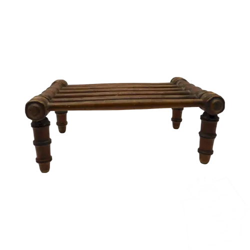 -ANCIEN REPOSE PIED BOIS façon BAMBOU JUS de GRENIER Déco XXe COLLECTION D