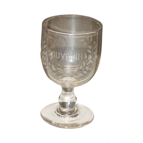 -ANCIEN VERRE en Verre Soufflé SOUVENIR dépoli COLLECTION BISTROT VITRINE D