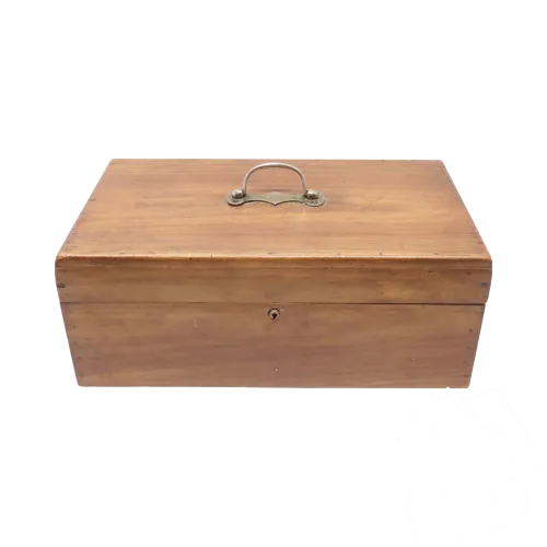 - ANCIENNE GRANDE BOITE COFFRET BOIS POIGNEE sur couvercle COLLECTION déco D