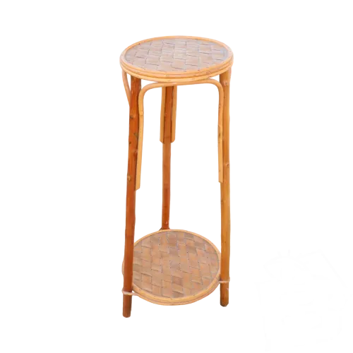 *ANCIENNE SELLETTE EN ROTIN ET CHATAIGNIER VINTAGE DECO LOFT XXe