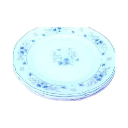 Années 1980 5 assiettes plates Arc Arcopal France Modèle Vénorica Fleurs bleues Myosotis