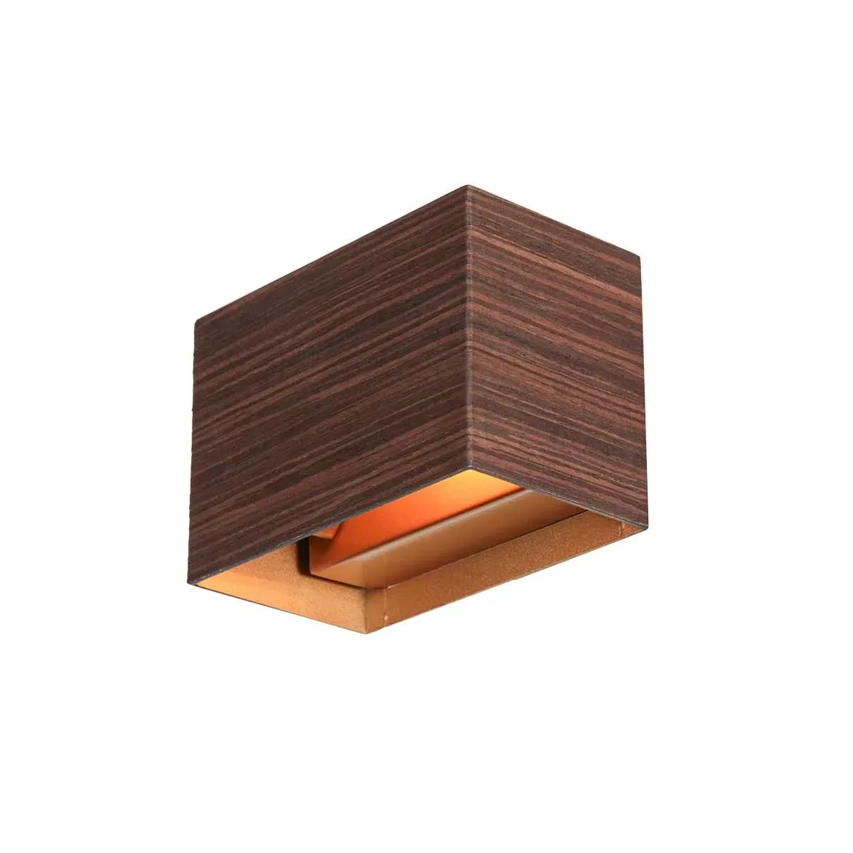 Applique murale bois zébré intérieur doré rectangulaire avec LED intégrée