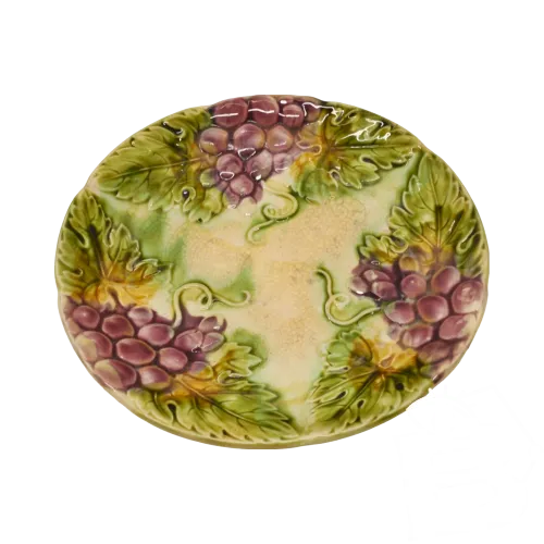 -ASSIETTE BARBOTINE CHANTILLY ANCIENNE décor GRAPPES RAISINS Jus de grenier D