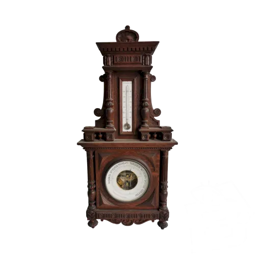 BAROMETRE Anéroïde Ancien Début XXe Bois Thermomètre Style NAPOLEON III Nap3