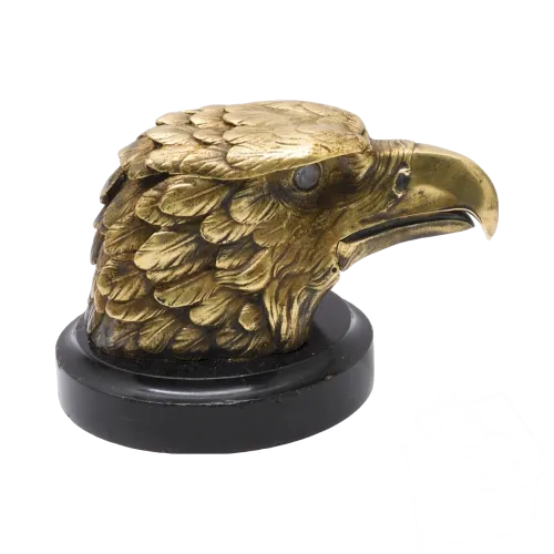 - BEL ENCRIER XIXe NAPOLEON III TETE DAIGLE en BRONZE SOCLE MARBRE NOIR D