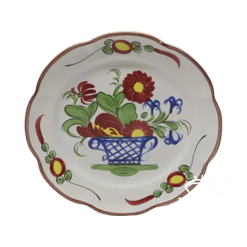 - BELLE ASSIETTE DECORATIVE CERAMIQUE au Panier Fleuri XXe goût XIXe Vitrine D
