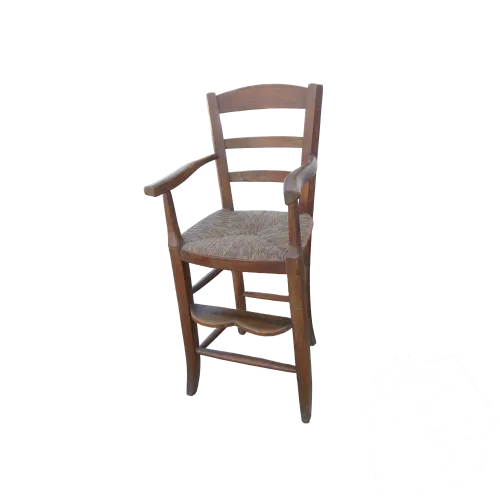 *BELLE CHAISE HAUTE pour ENFANT ou POUPEE PORCELAINE en CERISIER XIXe paillée