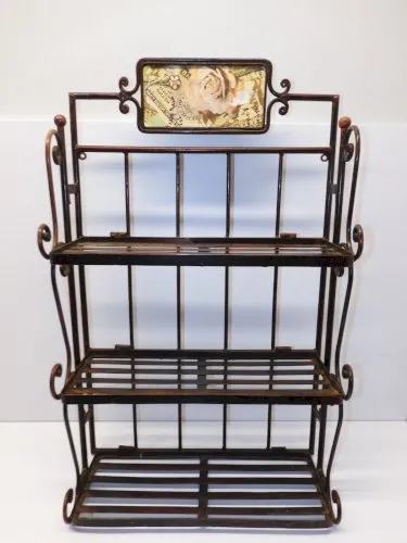 *BELLE ETAGERE MURALE METAL PEINT Style BOULANGERIE PLIABLE VINTAGE DECO XXe D