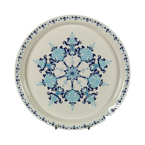 BONUX LENOR Plateau Métal Publicitaire 1970s Vintage 1970 Modelé Blanc Delft E