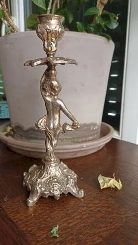 Bougeoir en laiton massif Putti Cherubin Angelot