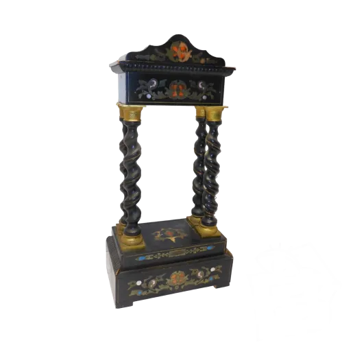 - CAISSE DE PENDULE A COLONNES NAPOLEON III MARQUETERIE XIX A RESTAURER D