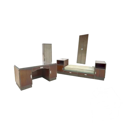 *EXCEPTIONNEL ENSEMBLE BUREAU ART DECO FER FORGE PIECE UNIQUE BANQUETTE PORTES D