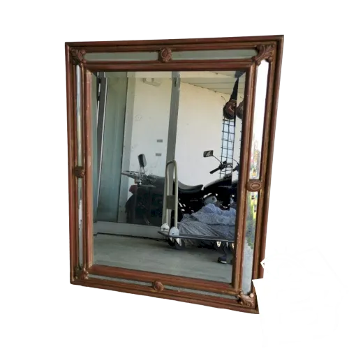 Grand MIROIR a PARECLOSES Bois doré aux LYS Glace Biseauté Cadre Deco Maison