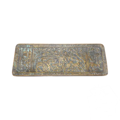 - GRAND VIDE POCHE en BRONZE à décor Chasse au moyen âge signé Max Le Verrier XX