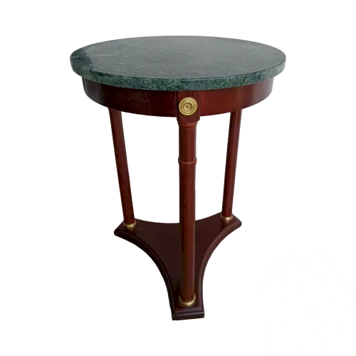 GUERIDON XXe Style EMPIRE Bois verni Marbre vert Fabrication anglaise Meuble MAG