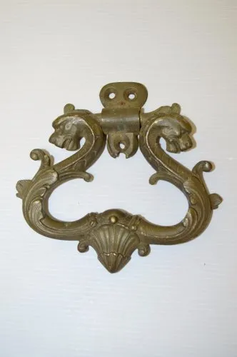 *HEURTOIR MARTEAU DE PORTE BRONZE STYLE NAPOLEON III NIII TETES DRAGONS XIXe