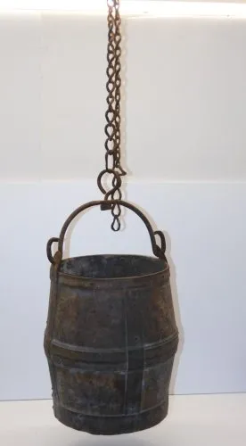 *JOLI ANCIEN SEAU de PUIT Métal avec sa chaine ART POPULAIRE COLLECTION DECO D