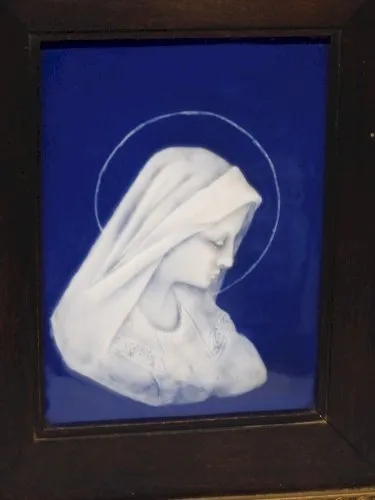 - JOLI CADRE PLAQUE PORCELAINE DART MARCEL CHAUFRIASSE LIMOGES STE VIERGE D