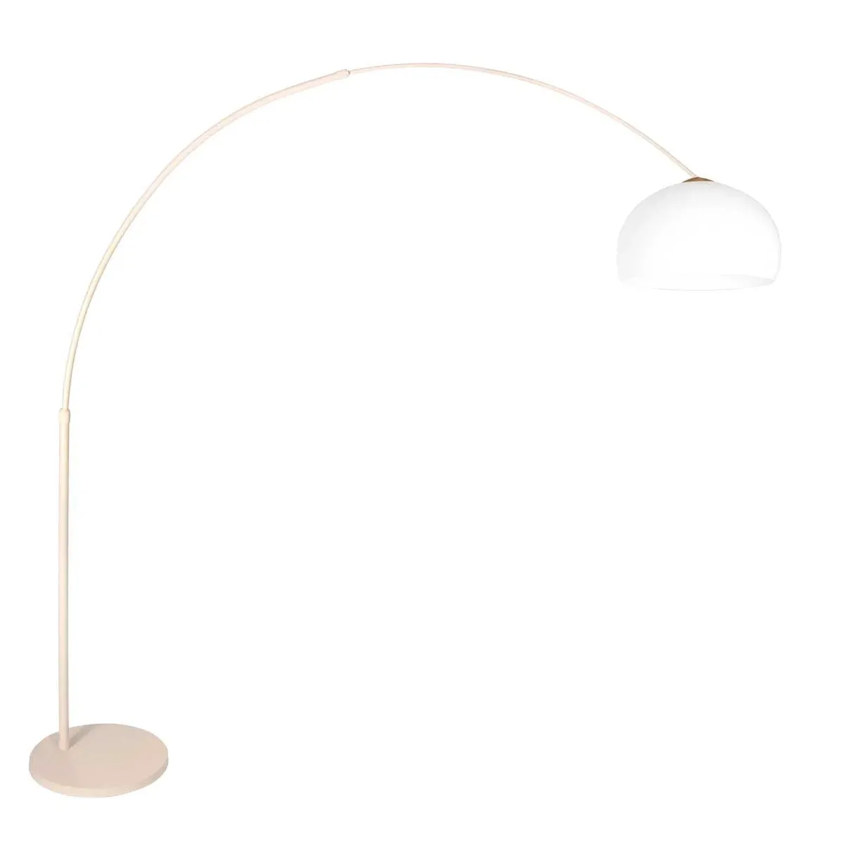 Lampadaire arc métal crème avec abat-jour blanc opalin – H240 cm