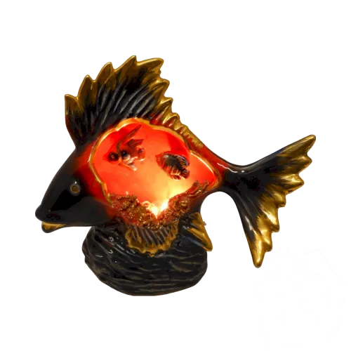 - LAMPE VEILLEUSE POISSON CERAMIQUE VINTAGE type VALLAURIS/MONACO non signée D