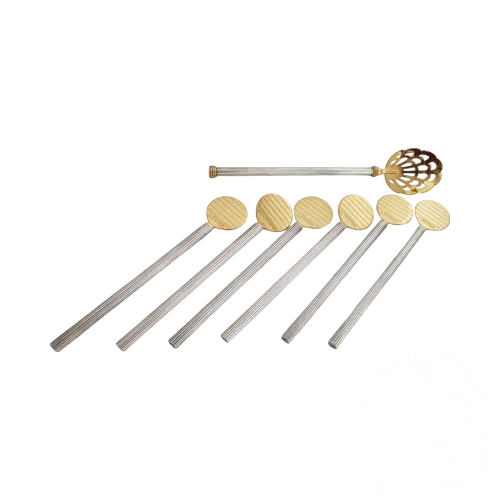 PETROSSIAN - service à Caviar - métal argenté et vermeil - 6 palettes - 1 louche