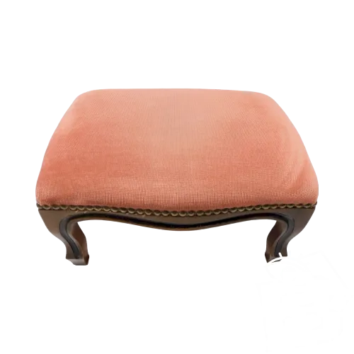 *REPOSE PIEDS ANCIEN VINTAGE VELOURS ROSE PIEDS BOIS Déco XXe D