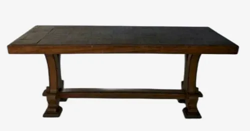 ?TABLE BASSE BRUTALISTE PARQUETEE BELLE PATINE L562