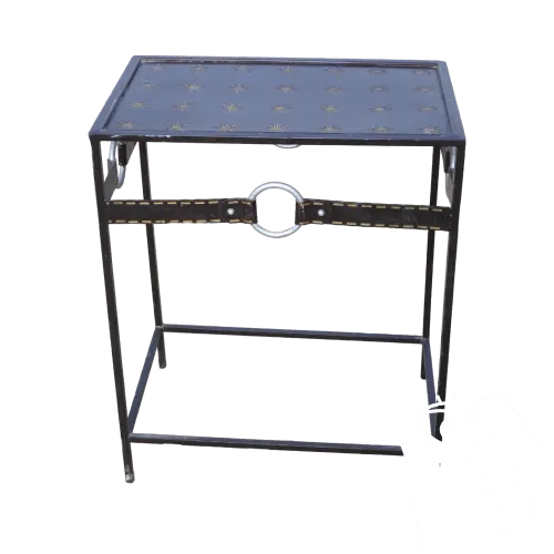 *TABLE DAPPOINT en METAL PEINT Plateau à décor de SOLEILS Dorés JUS GRENIER D