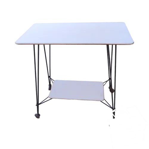 *TABLE DESSERTE VINTAGE FORMICA CLAIR couleur PEU COURANTE Pieds EIFFEL 1960