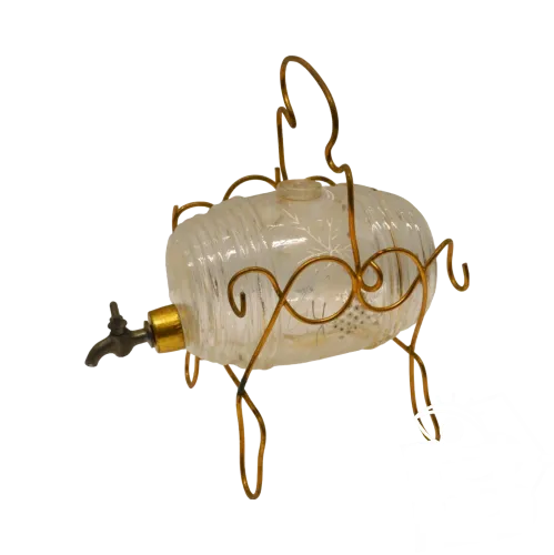 - TONNELET en VERRE feuilles grappes émaillées émail support FILS LAITON D